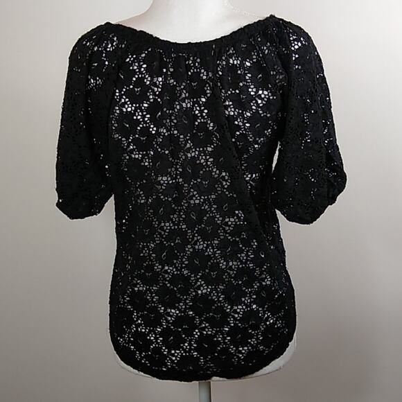 French Laundry Women's Black Lace Top Tie Waist M - Picture 5 of 7